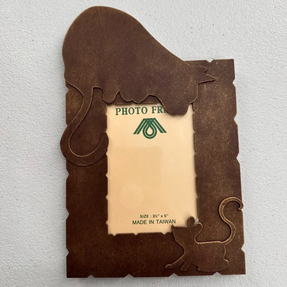 Rustic Cat‎ & Mouse Brown Photo Frame 3.5